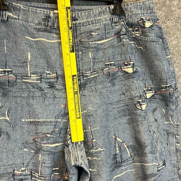 LIZ CLAIBORNE Capri Pants Women's Large Blue Michaela High-Rise Sailboat Print - Picture 10 of 16